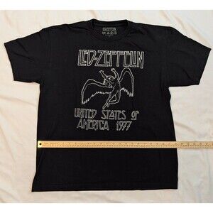 Led Zeppelin 1977 US Tour Black Graphic T-Shirt Men's Size Large